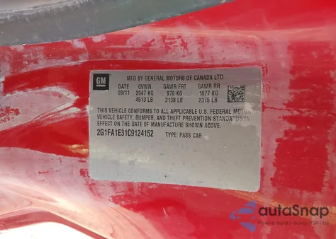 2012 Chevrolet Camaro Ls z USA, uszkodzony, nr VIN 2G1FA1E31C9124152